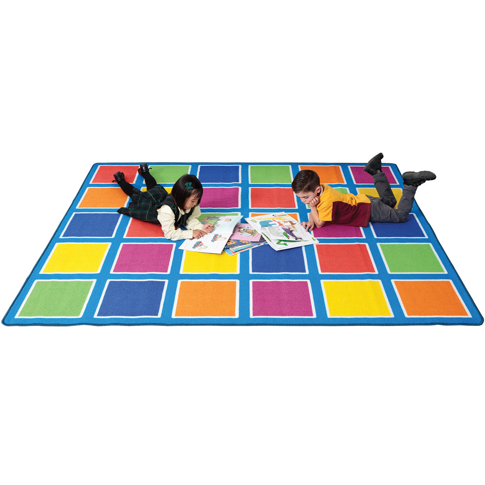 30 Place Colour Squares Rug (Light Blue)