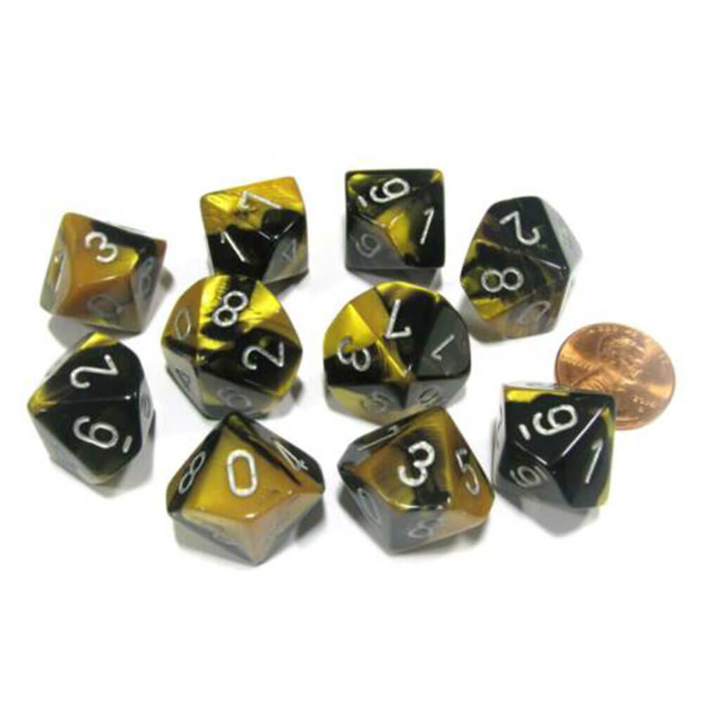 Chessex D10 Polyedrisches Gemini-Set mit 10 Würfeln