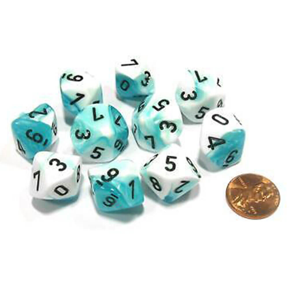 Chessex D10 Polyedrisches Gemini-Set mit 10 Würfeln