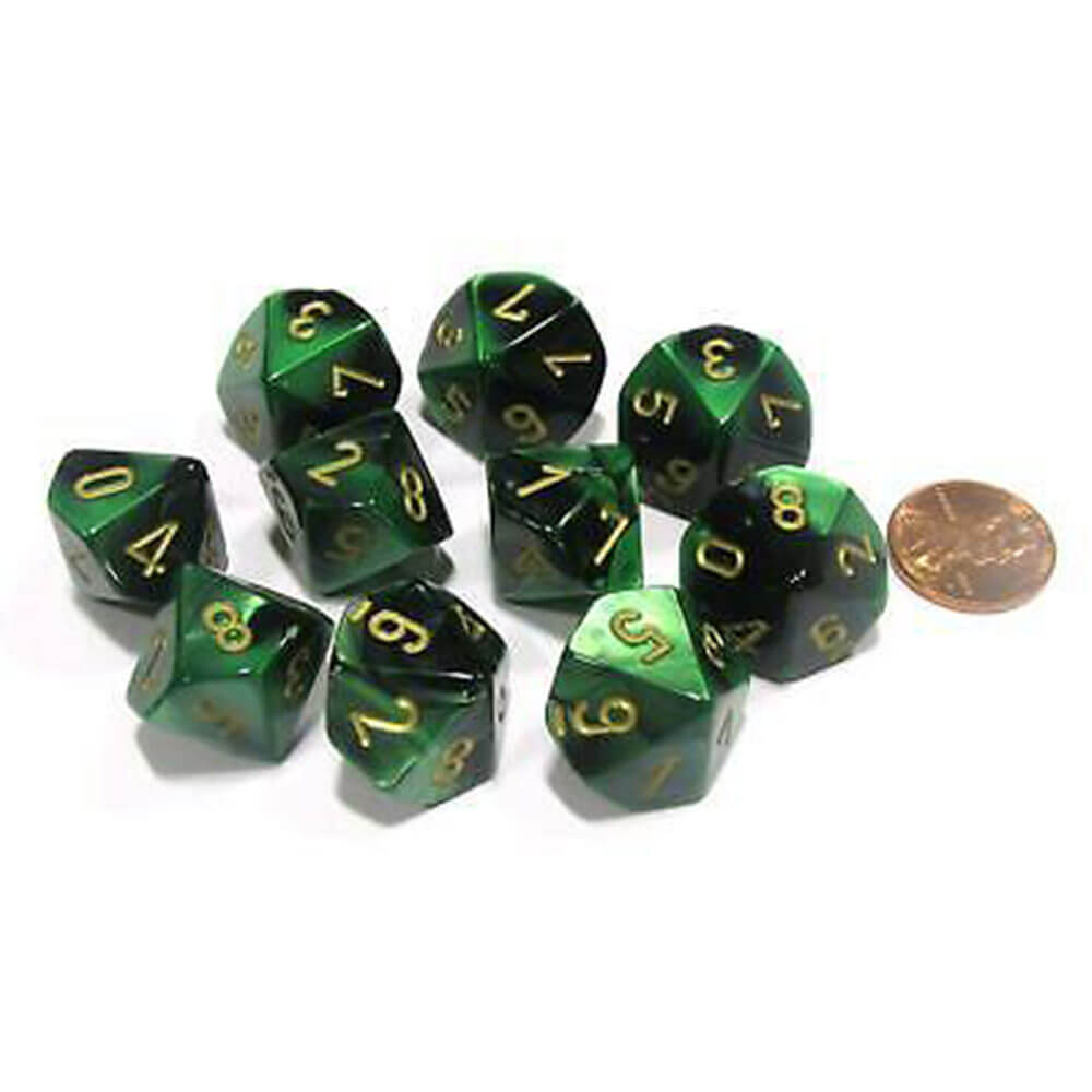 Chessex D10 Polyedrisches Gemini-Set mit 10 Würfeln