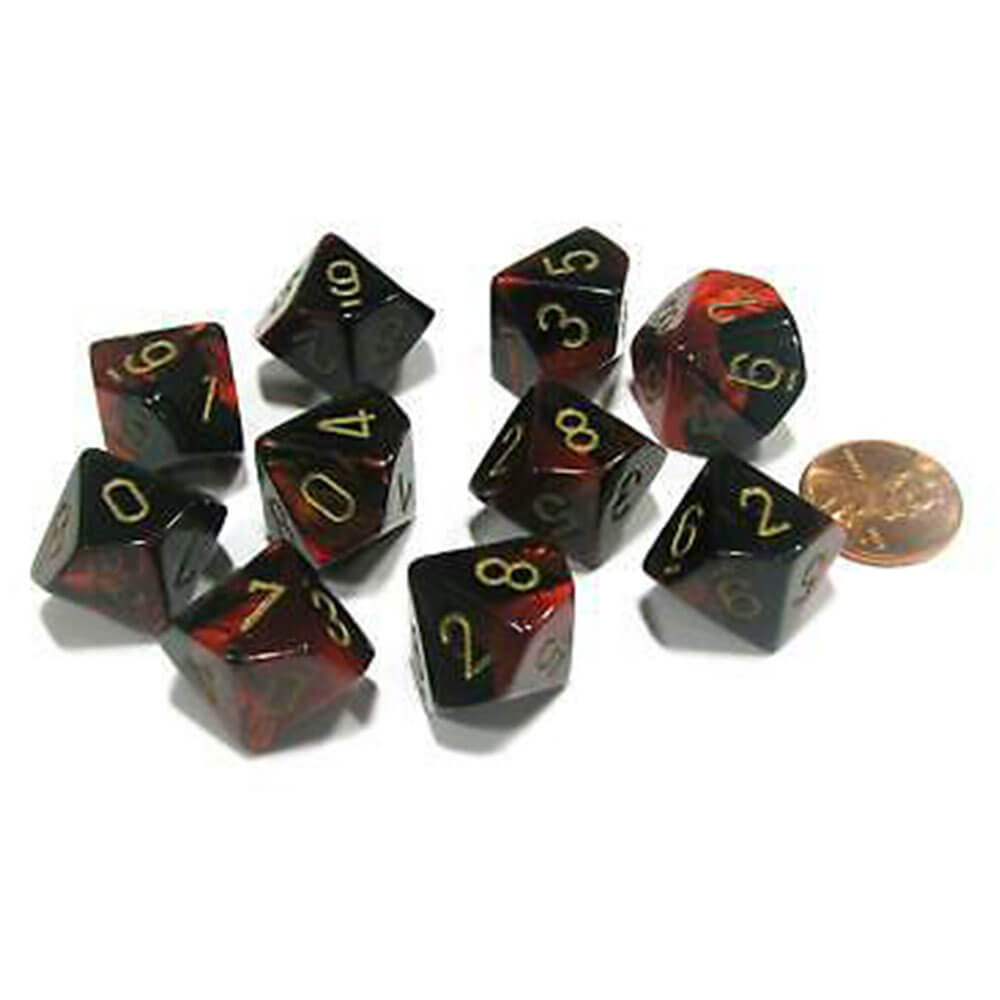 Chessex D10 Polyedrisches Gemini-Set mit 10 Würfeln