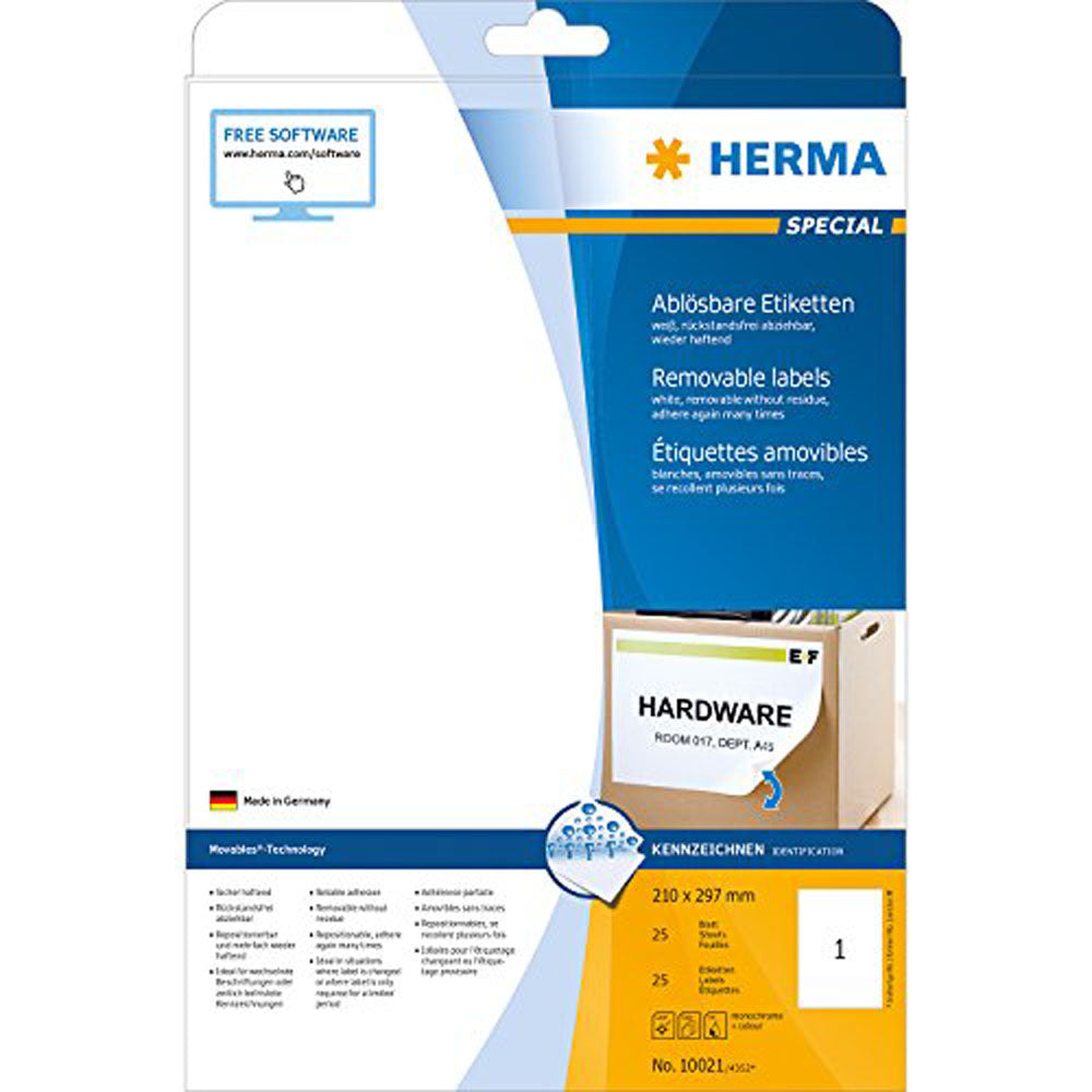 Herma Removable Labels A4 25pc(白)
