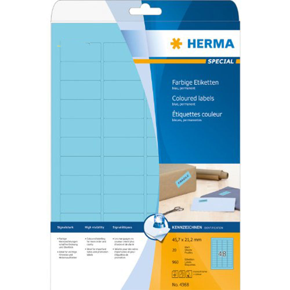 Herma Removable Colored Labels A4 20pc(45.7x21.2mm)