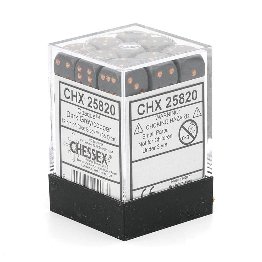 D6 kostki nieprzezroczyste 12 mm (36 kości)