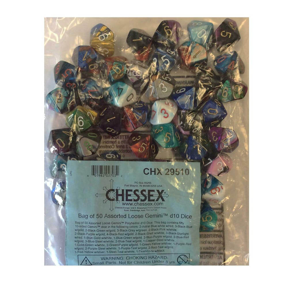 D10 Würfel, sortiert, lose, polyedrisch (50 Würfel)