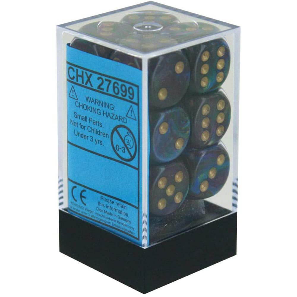 D6 Würfel glänzend 16 mm (12 Würfel)