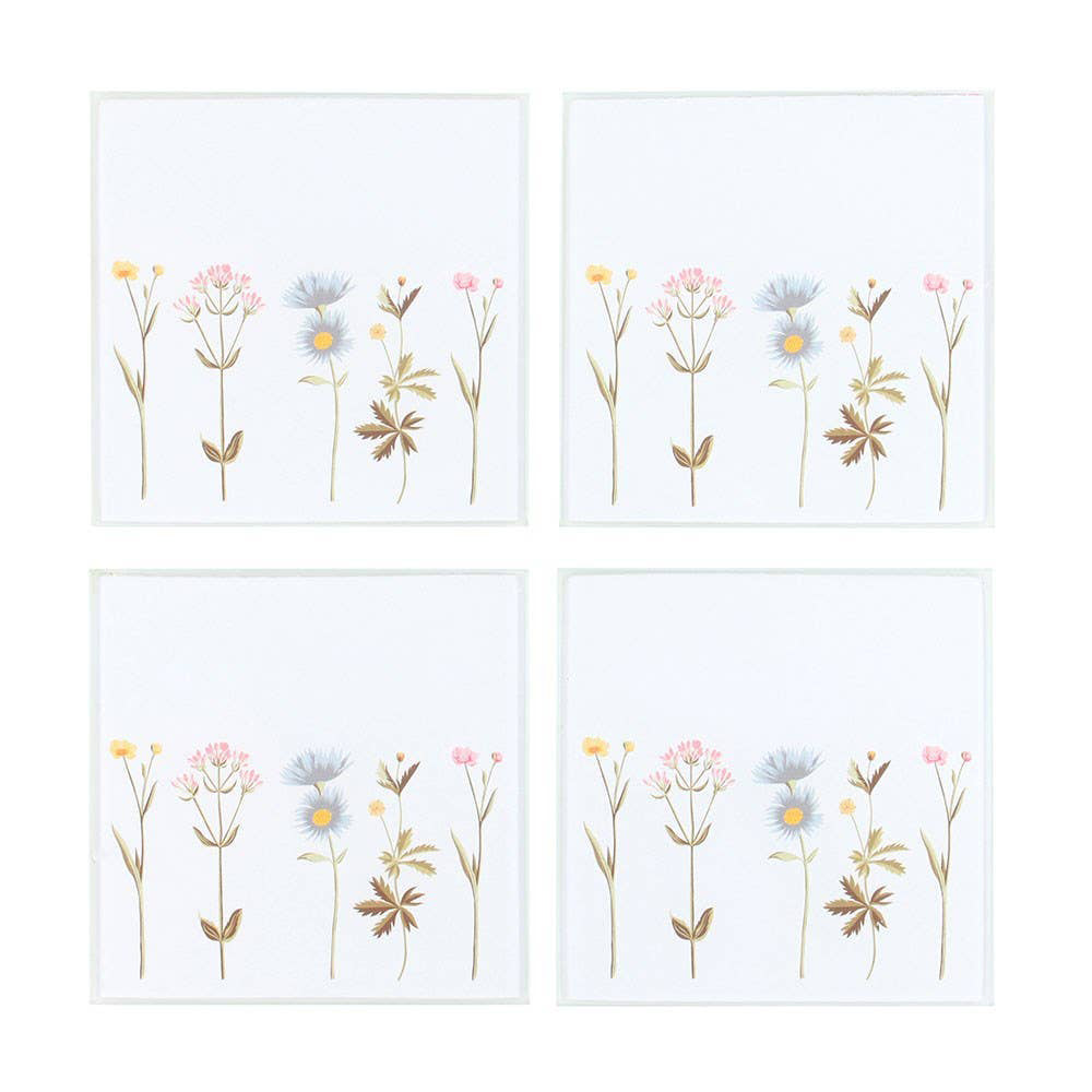 Blooming Lovely Set of 4 Floral Glass Coasters