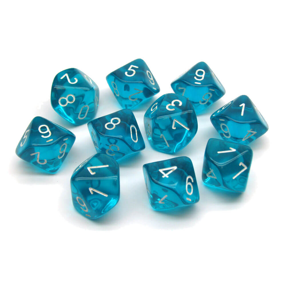 Chessex D10 Polyedrisches 10-teiliges durchscheinendes Set