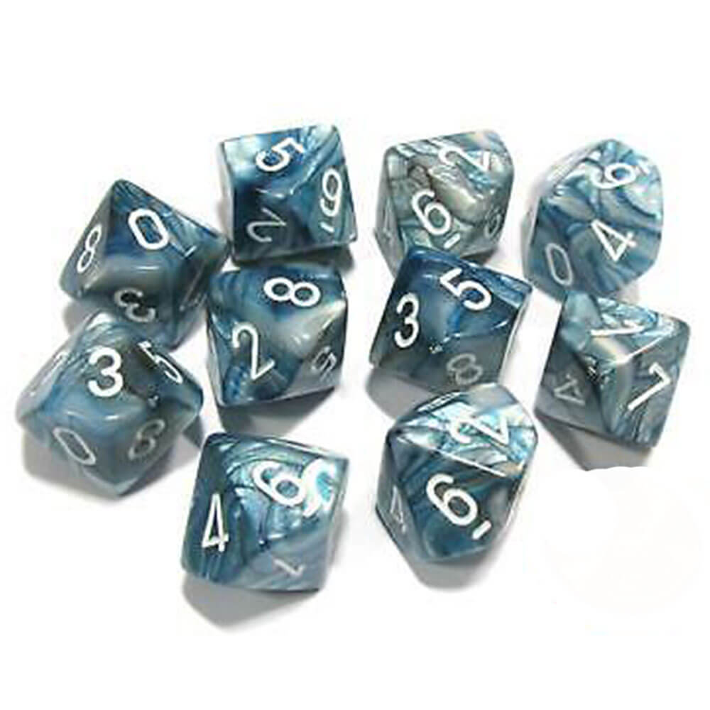Chessex D10 Polyedrisches 10-teiliges glänzendes Set