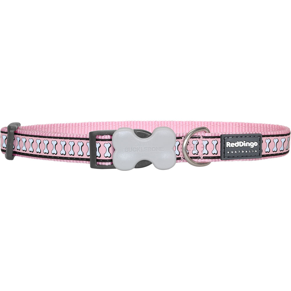 Hundehalsband mit reflektierendem Knochendesign (Rosa)