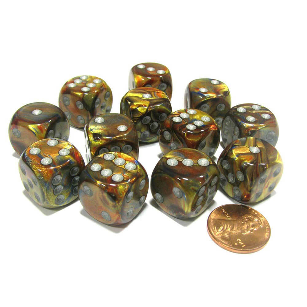 D6 dados lustrosos 16 mm (12 dados)